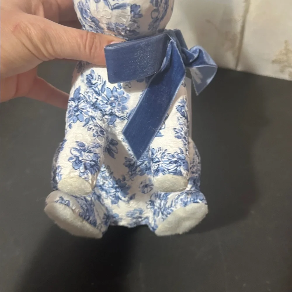 Bunny & Bean blue and white floral cloth bunny decor